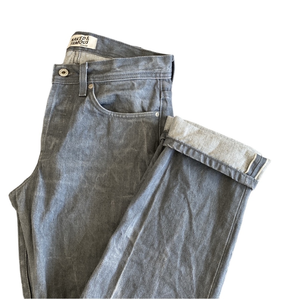 Naked & Famous Weird Guy Grey Selvedge Raw Denim Jeans Mens Sz 30 - Picture 3 of 14